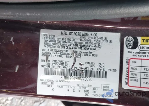 2011 Lincoln Mkz z USA, uszkodzony, nr VIN 3LNHL2GC2BR773380